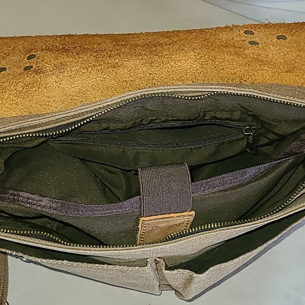 Brown Canvas and Leather Messenger Bag